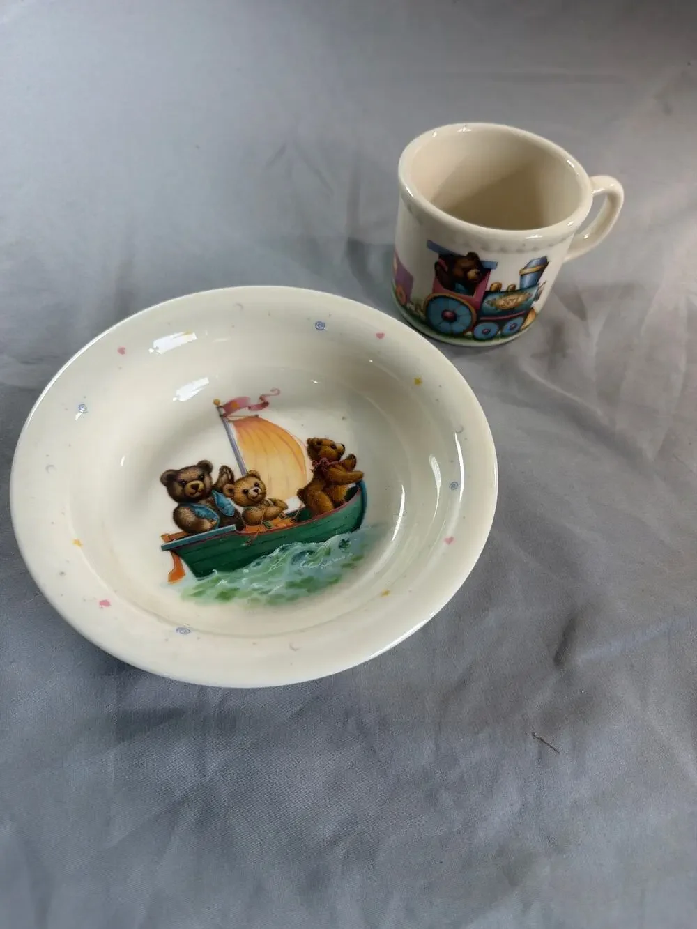 Lenox Heirloom Collection China Bears Bowl and Mug Set Made in USA